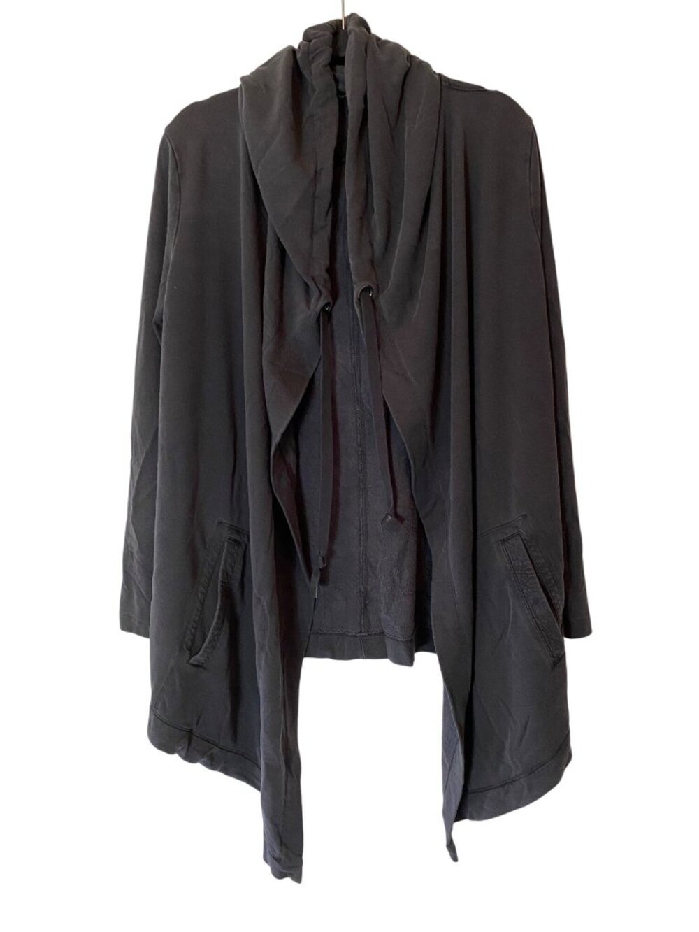READY bag Athleta Womens Hooded Drape Cardigan Jacket Black Medium